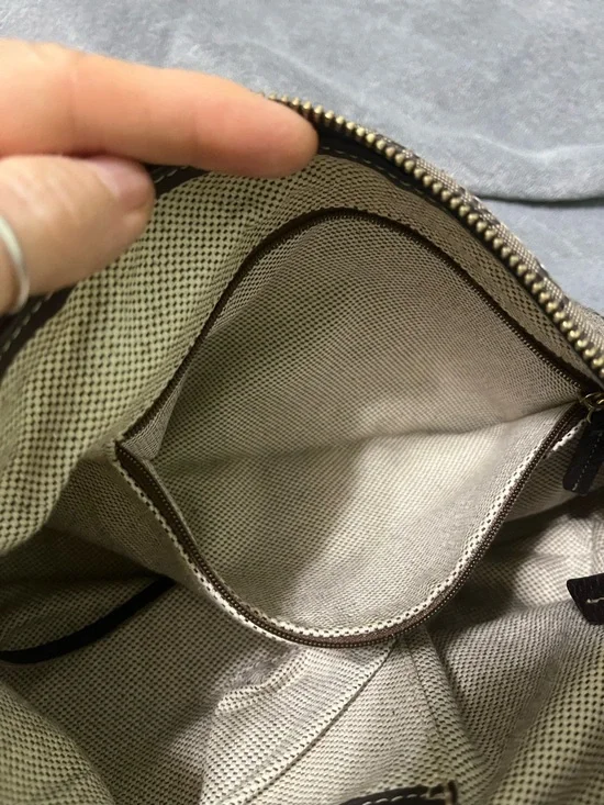 Dooney & Bourke Brown Logo Canvas Shoulder Bag with Dark Brown Trim - Picture 9 of 16